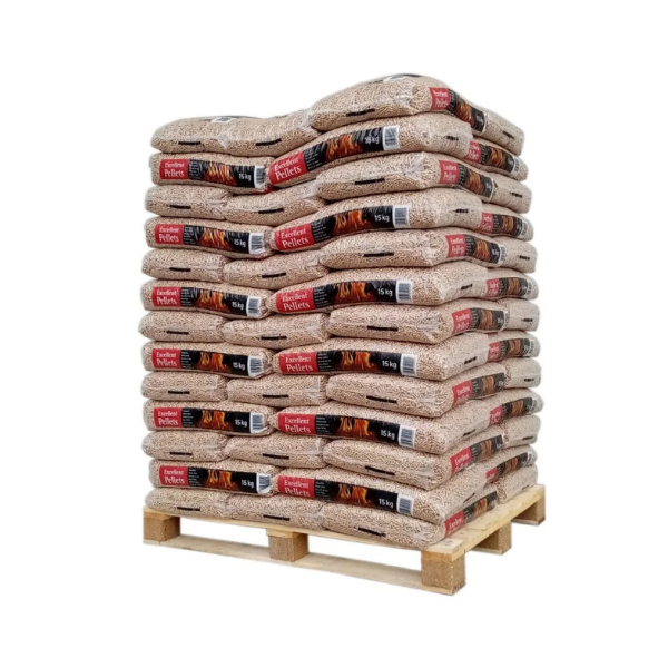 Holzpellets DIN Plus / EN Plus A1 – 975 kg Palette (65 × 15 kg)