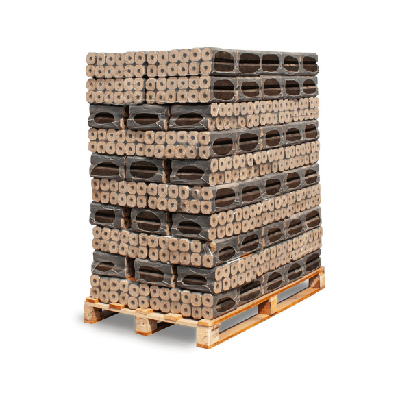 PiniKay Quadro Hartholzbriketts von Heizfuxx – 960 kg Großpalette (96 x 10 kg) – Verdichtete Vierkant-Holzpresslinge für Heizungen