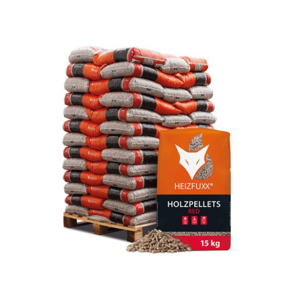 Red-Serie Premium Pellets Heizfuxx – 975 kg Großgebinde (65 Säcke à 15 kg) – Hochwertige ENplus A1 Pellets für Pelletheizungen